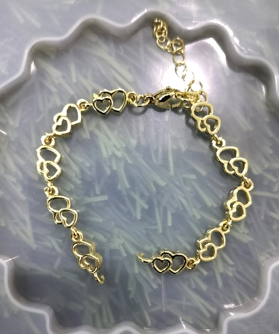 Anti Tarnish Bracelet Chain _ Double Heart