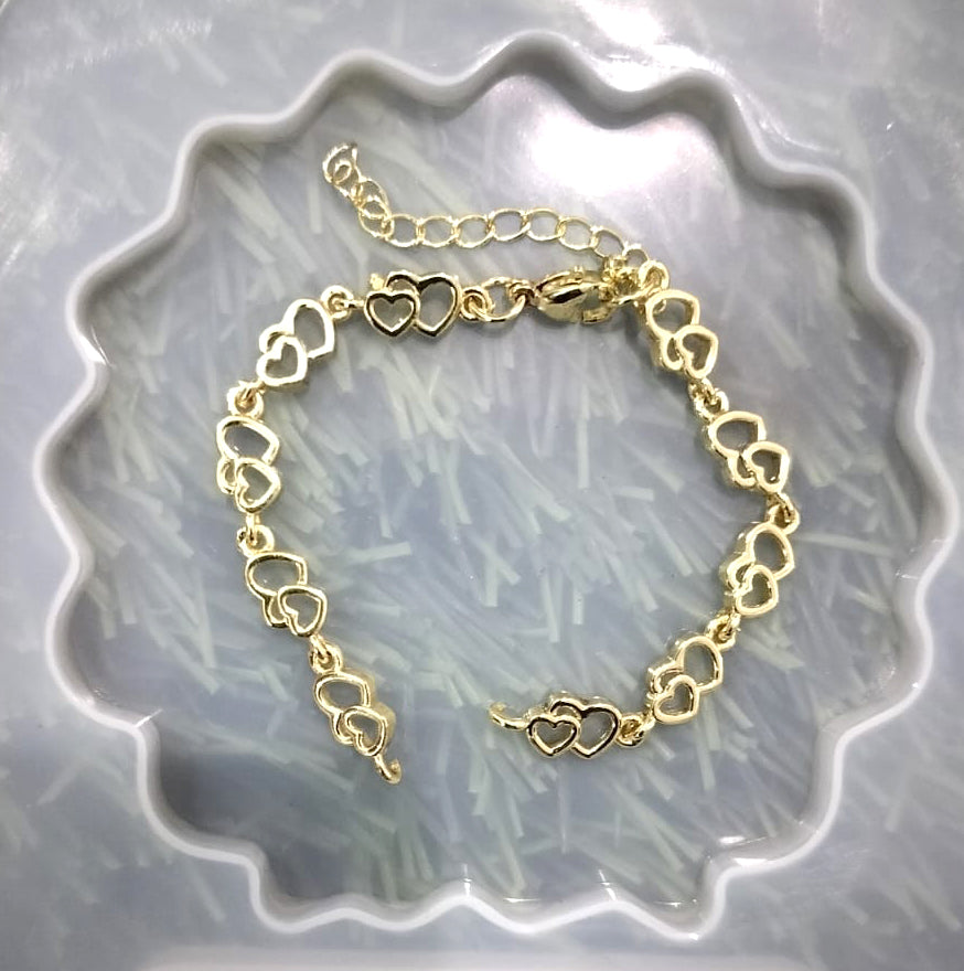 Anti Tarnish Bracelet Chain _ Double Heart