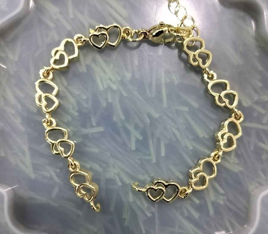 Anti Tarnish Bracelet Chain _ Double Heart