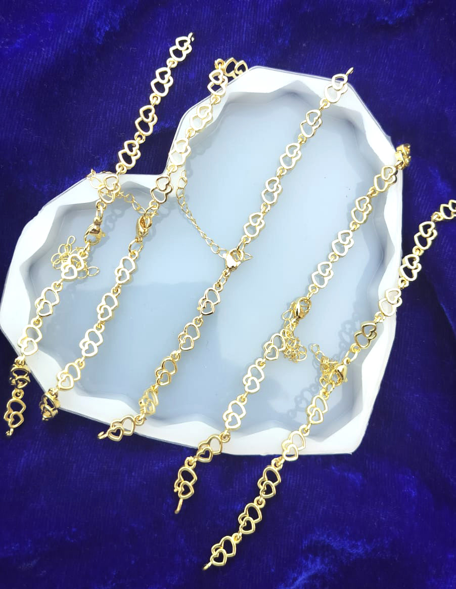 Anti Tarnish Bracelet Chain _ Double Heart