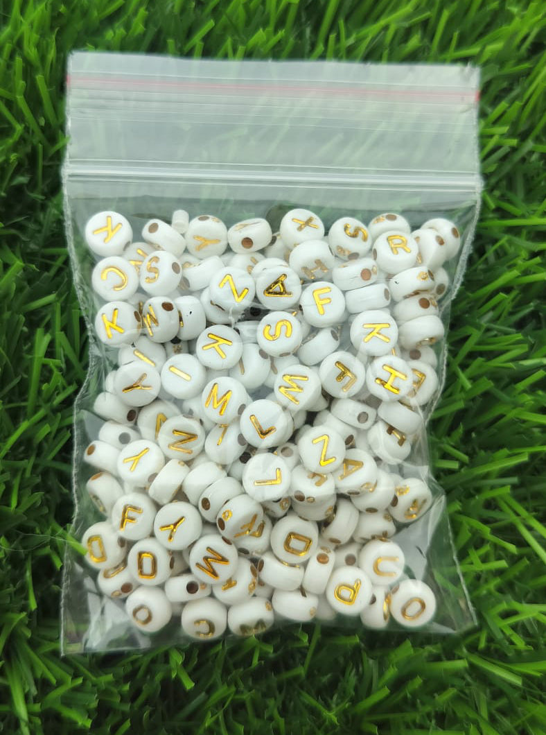 Alphabet Beads-  White