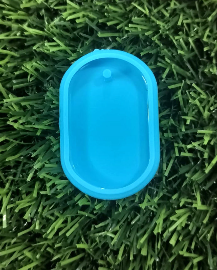 2" Oval Curve Keychain Blue Mould