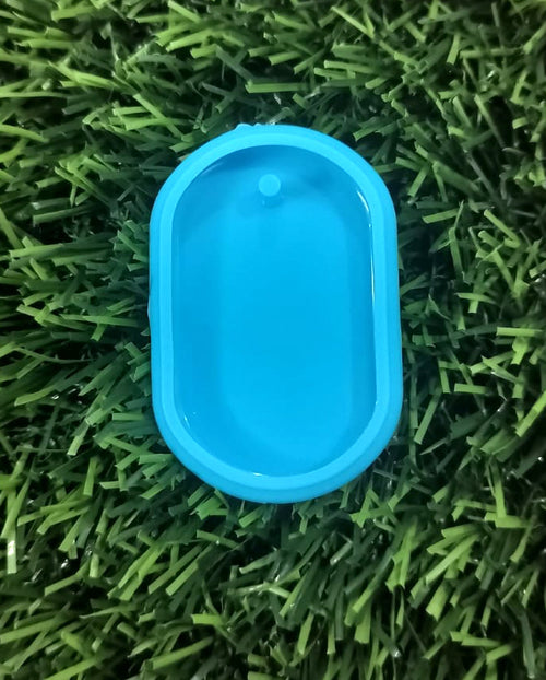 2" Oval Curve Keychain Blue Mould
